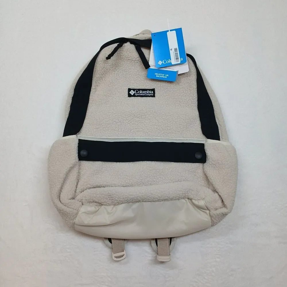 Columbia Helvetia 14L Backpack Womens Unisex Stone Ivory White Sherpa $65‎ NEW